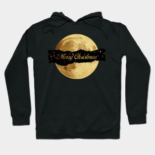 Marry Christmas elegant gold and black Christmas stars moon Hoodie